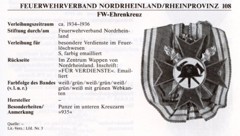 &quot;Deutsche Feuerwehr-Ehrenzeichen 1802-jezt&quot; Sid. 176